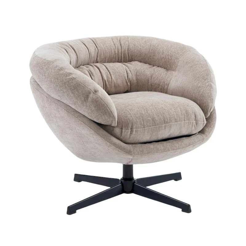 Chenille Upholstered Swivel Club Chair