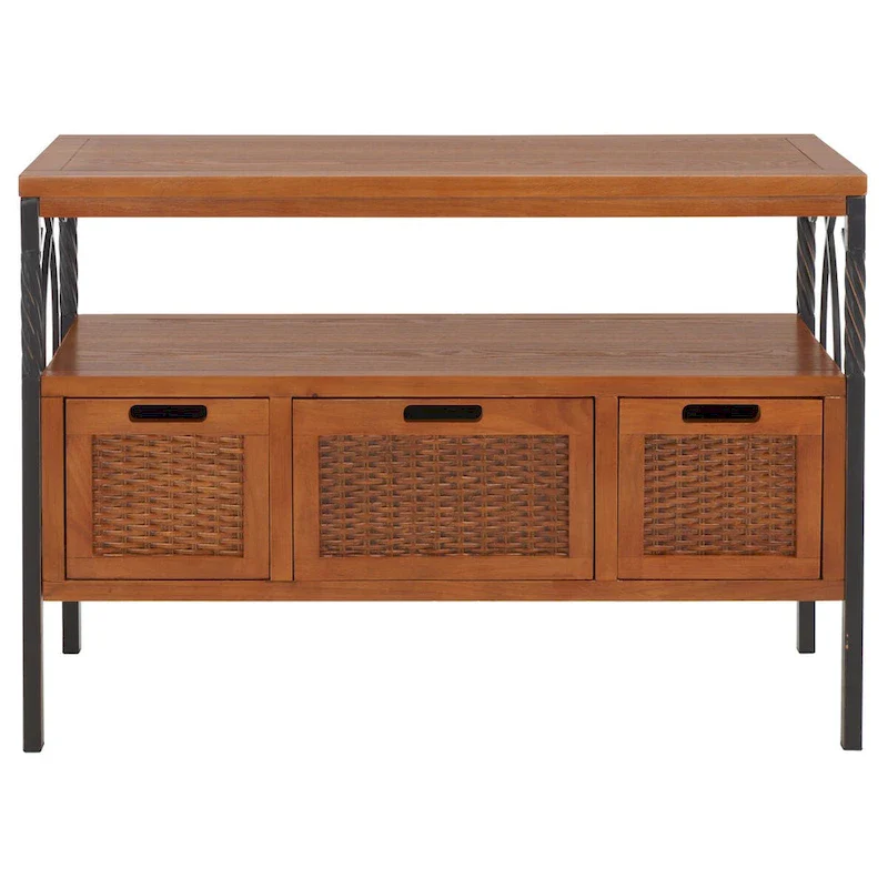 Antique Pewter Dark Walnut Finish Console Table, 36Wx14Dx25H