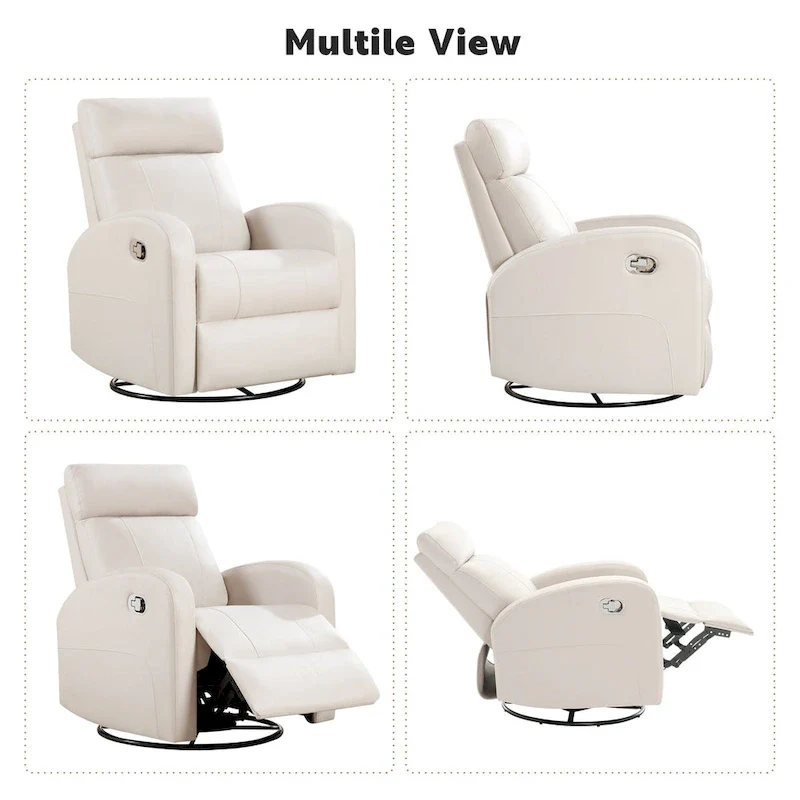 Faux Leather Swivel Rocking Recliner - Single Seater