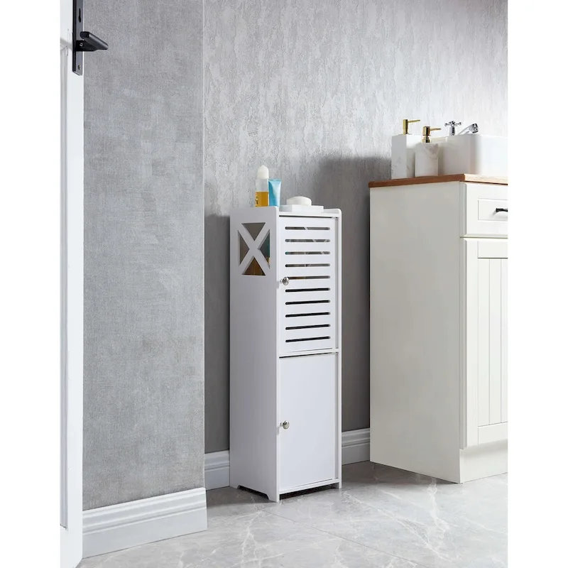 Bathroom Floor Storage Cabinet, White