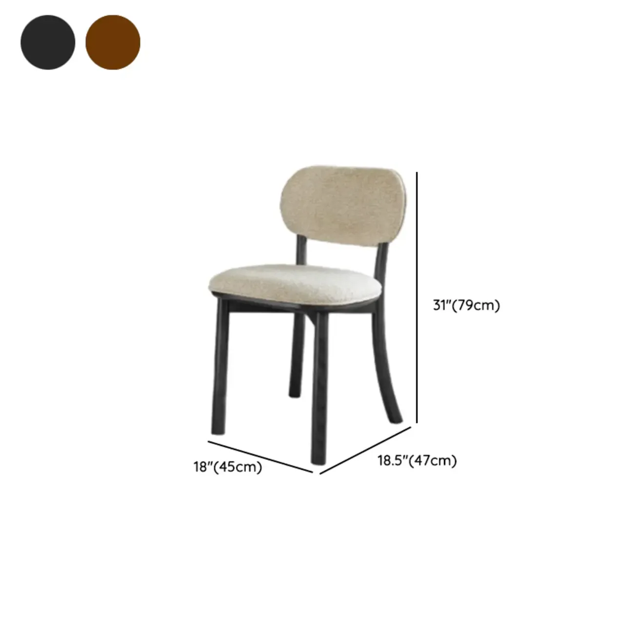 Modern Armless Upholstered Solid Wood Dining Chair