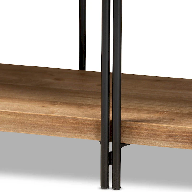 Tarah Brown Finished Wood and Black Finished Metal Console Table