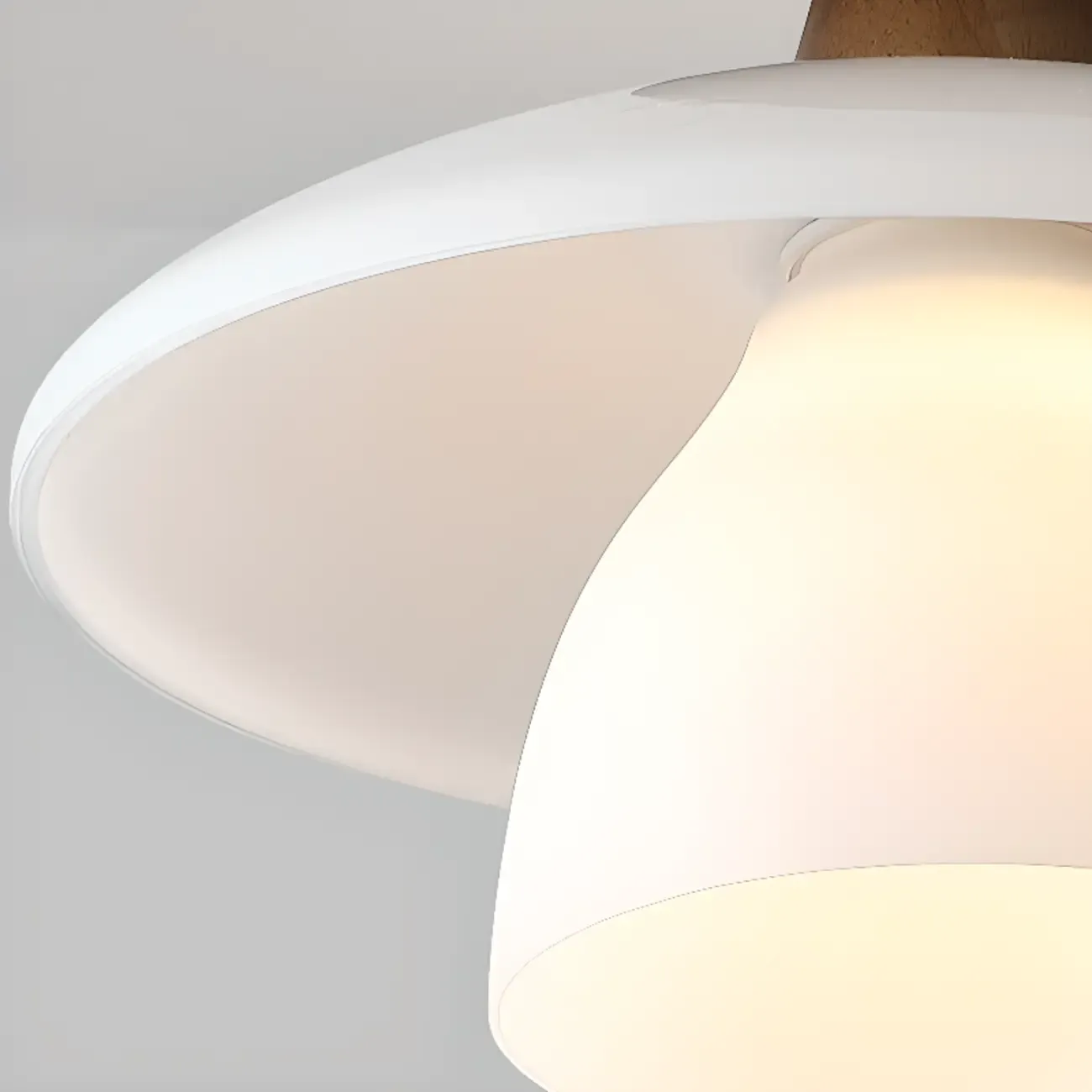 Modern Mini White Glass Wooden Semi Flush Mount Ceiling Light