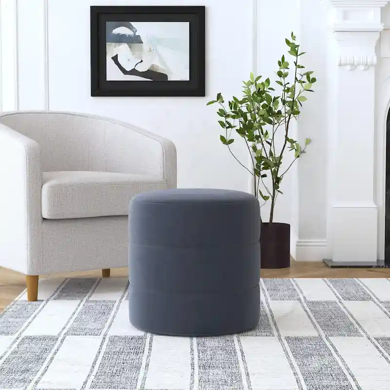 HomePop Upholstered Round Ottoman