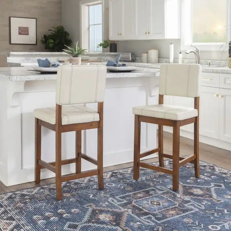 Milano Faux Leather Cream Counter Height Bar Stool
