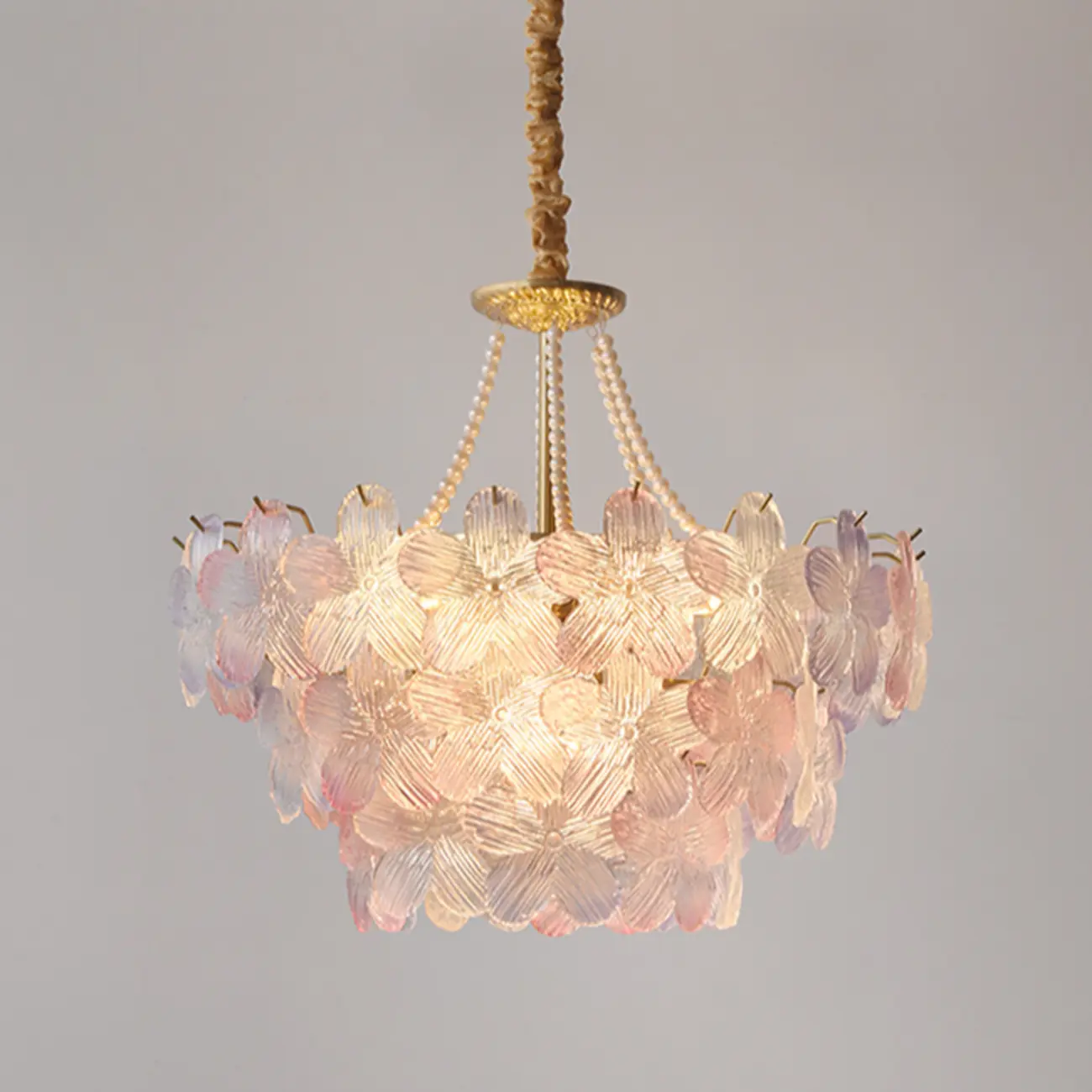 Modern Tier Round Flower Crystal Chandelier