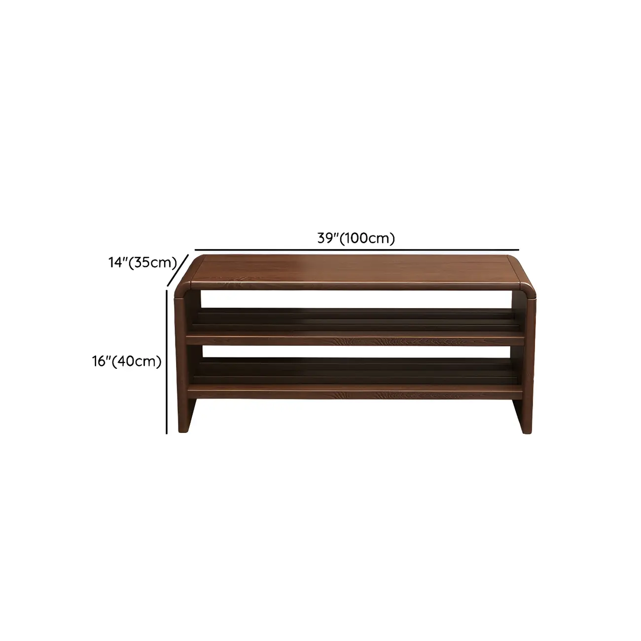 Entryway Brown Solid Wood 3-Tier Shoe Rack Bench