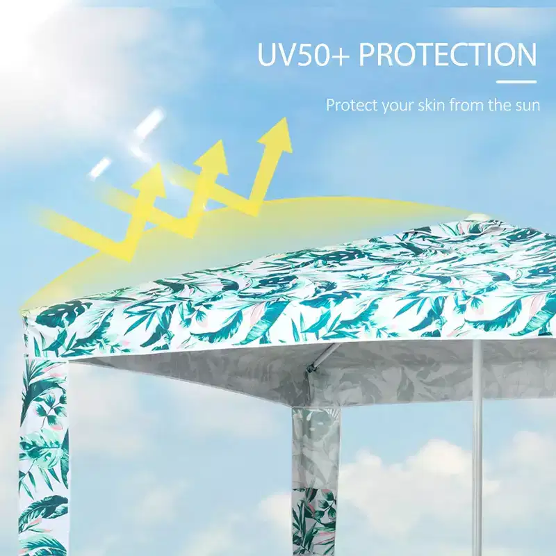Quick Beach Cabana Canopy Umbrella, 6.5' Easy-Assembly Sun-Shade Shelter with Sandbags and Carry Bag, Cool UV50+ Fits Kids & Family