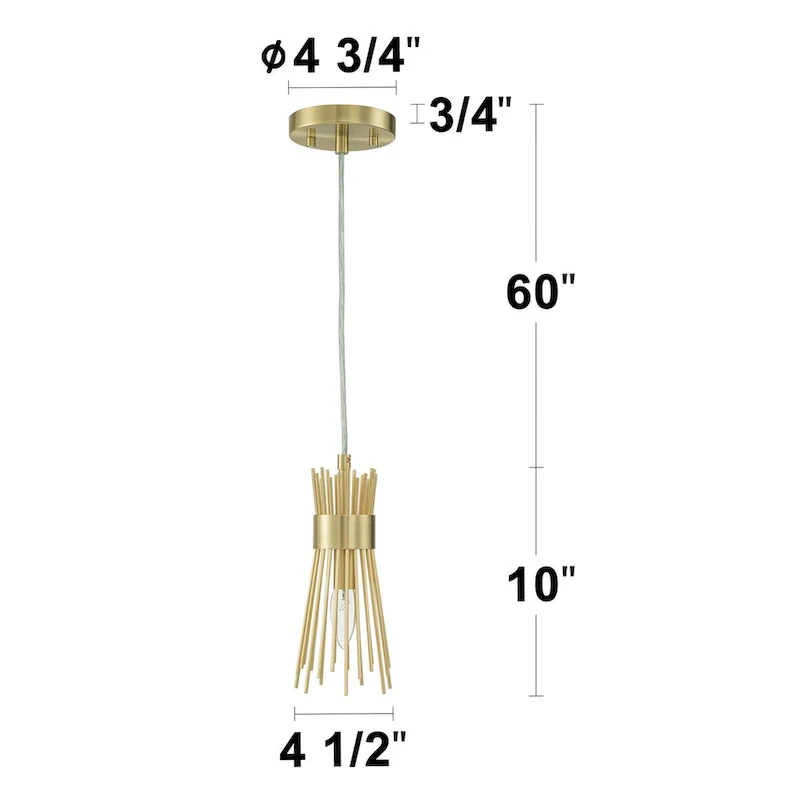 C Cattleya 1-Light Brass Gold Sunburst Hanging Pendant Light