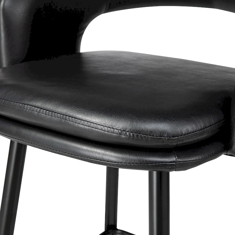 Glitzhome Set of 2 Mid-Century Modern 40.5H Faux Leather Bar Stools with Nailhead Trim