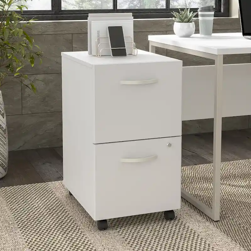 2-Drawer Mobile File Cabinet with Casters – Modern Hickory / Black Walnut / Platinum Gray / Storm Gray / White