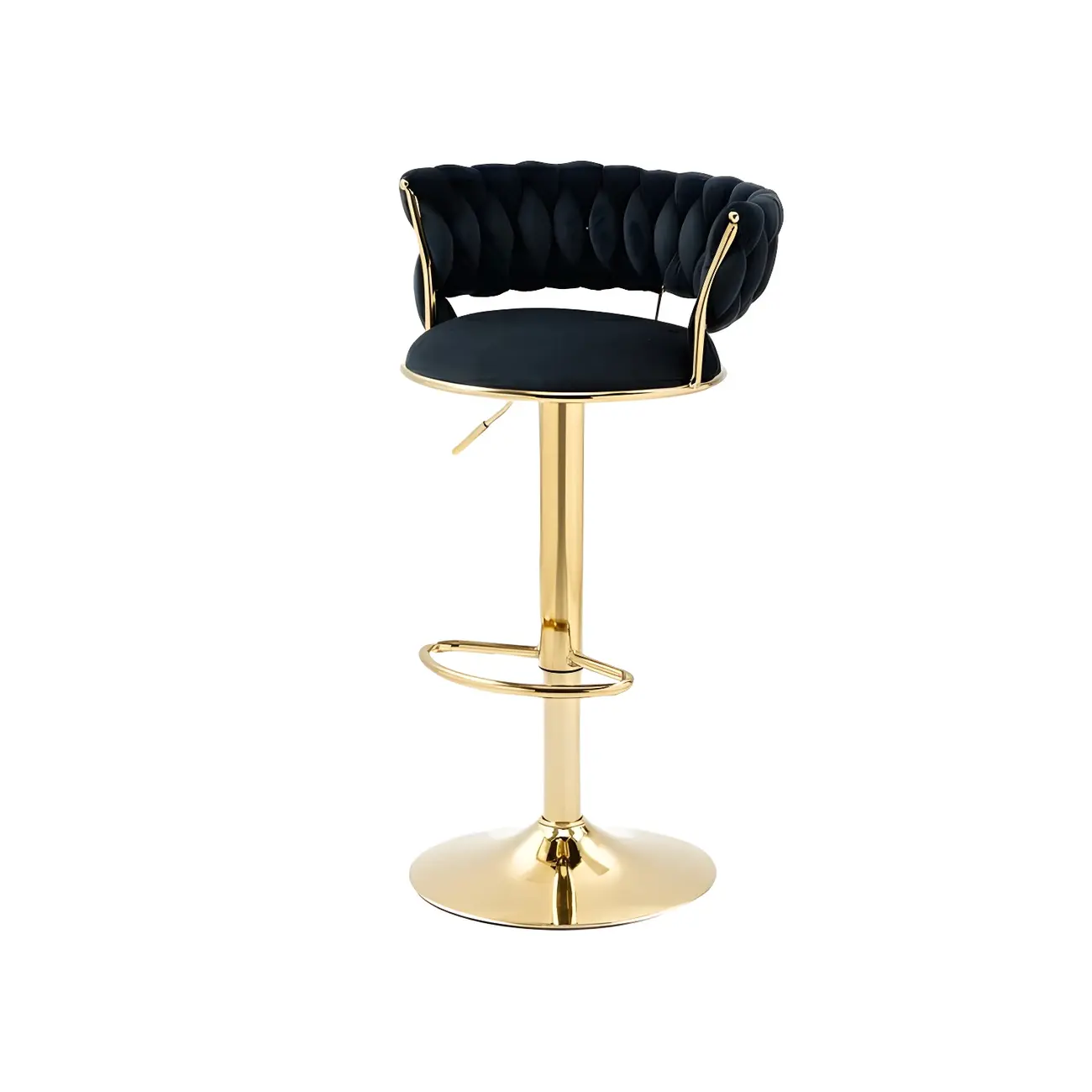 Gold Base Low Back Adjustable Swivel Bar Stool