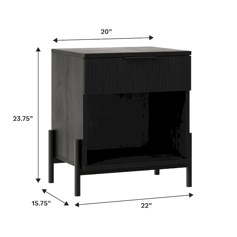 Modern Fluted-Drawer Nightstand (Set of 2)