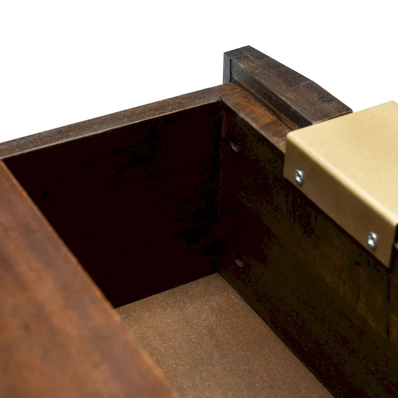 Walnut 3-Drawer Chest with Geometric Carved Details