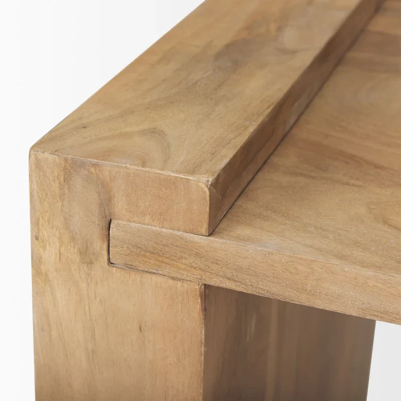 Solid Wood Square Accent Table – Light Brown