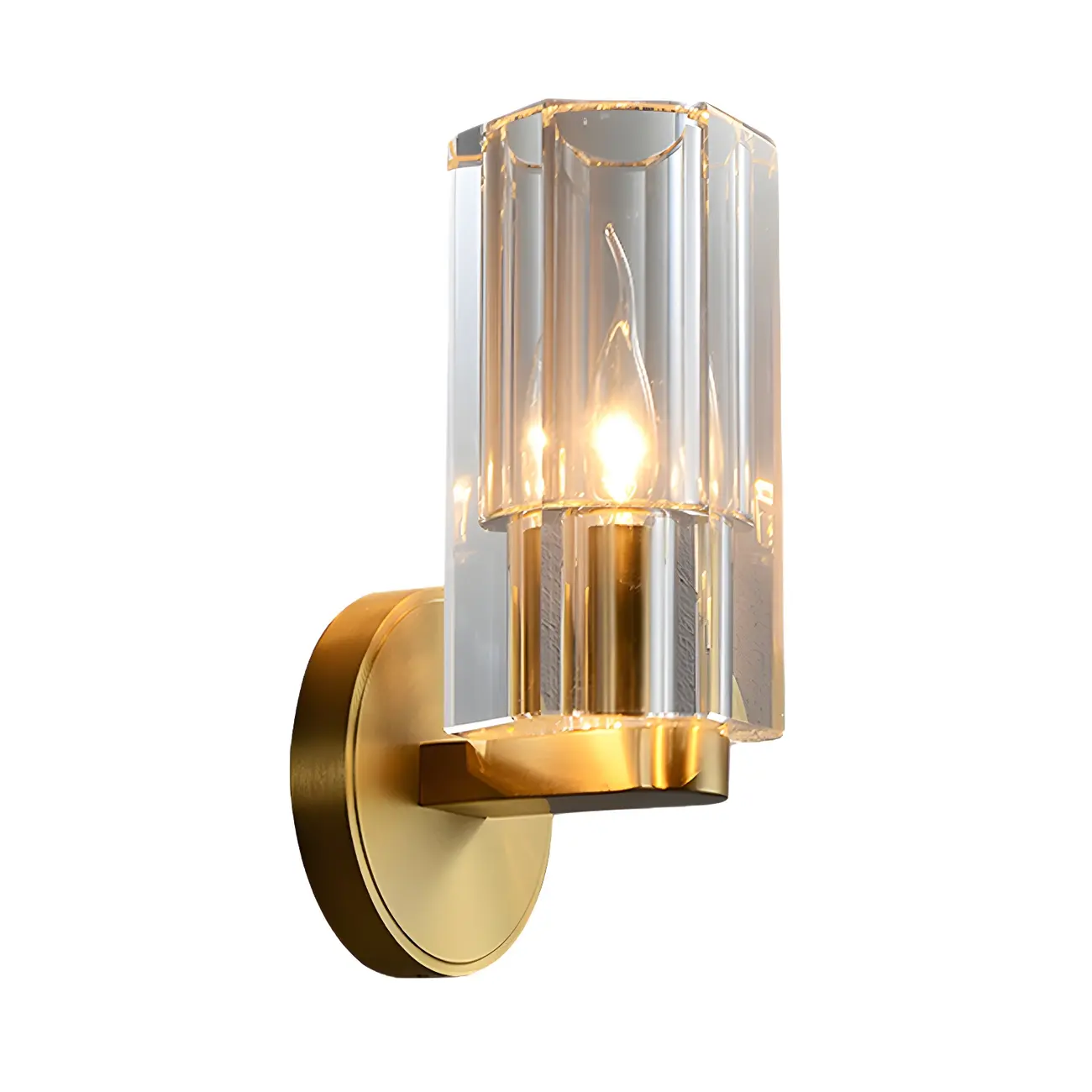 Mini Modern Elegant Gold Up Crystal Cylinder Vanity Light