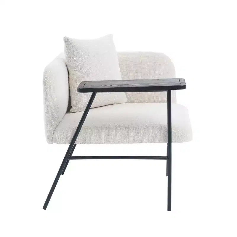 GDFStudio CozyDock Chenille Upholstered Single Sofa with Side Table