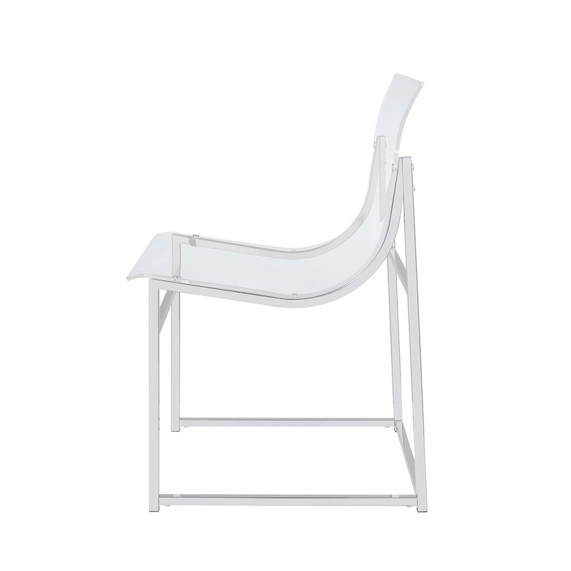 Set of 2 Dining Side Chairs in Clear and Chrome