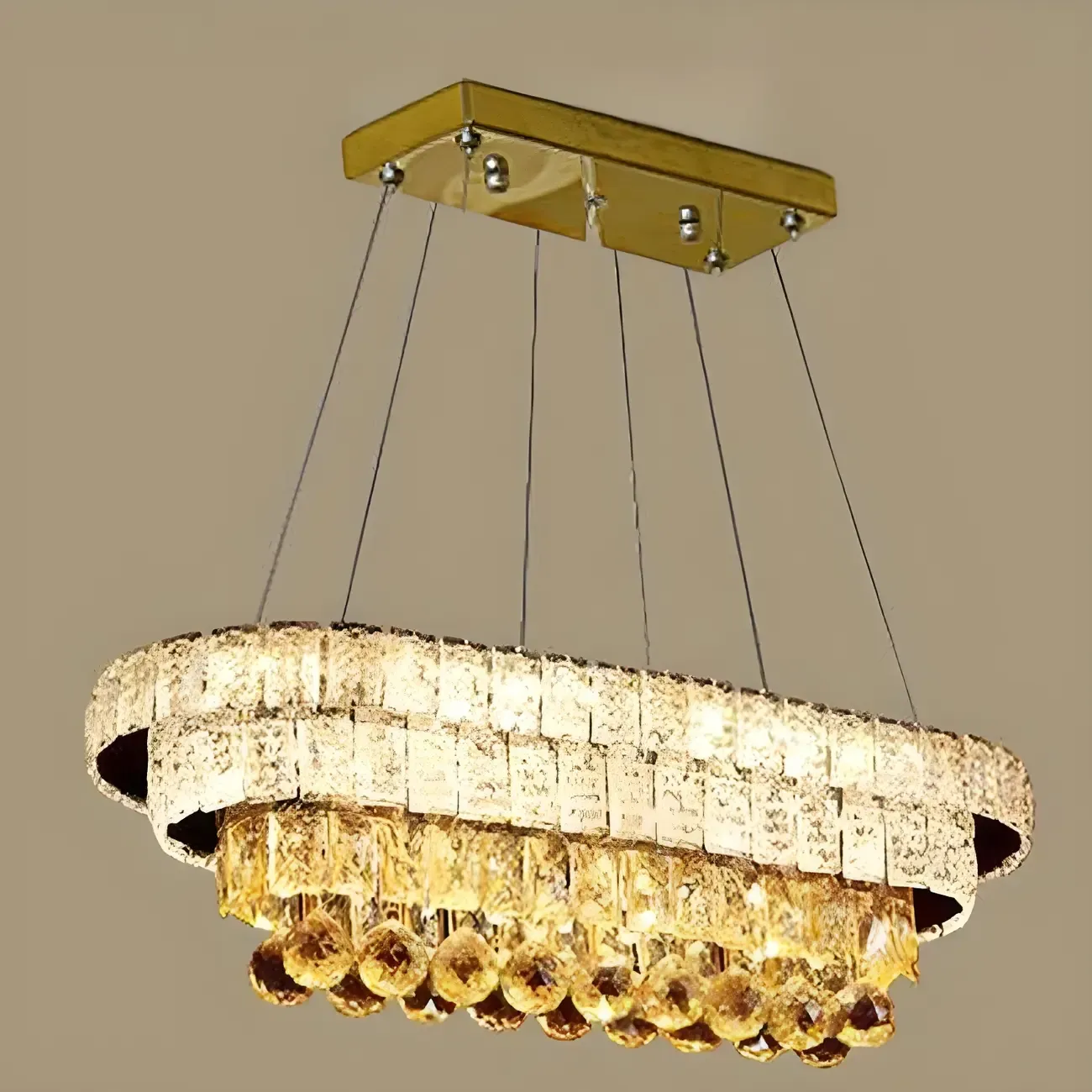 Elegant Gold/Silver Crystal Kitchen Island Pendant Light