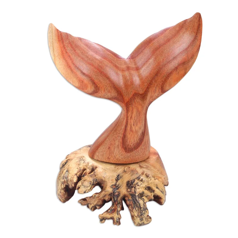 Novica Handmade Dolphin Tail Wood Sculpture