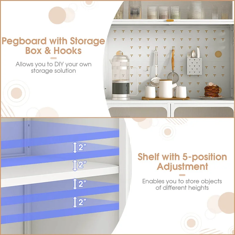 Costway 5-tier Metal Kitchen Bakers Rack with Pegboard 8 Hooks - See Details