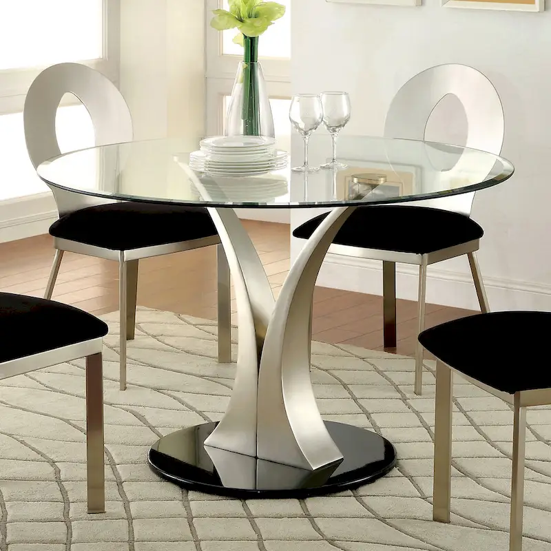 Zaia Contemporary Silver Steel 5-Piece Round Dining Set by Furniture of America