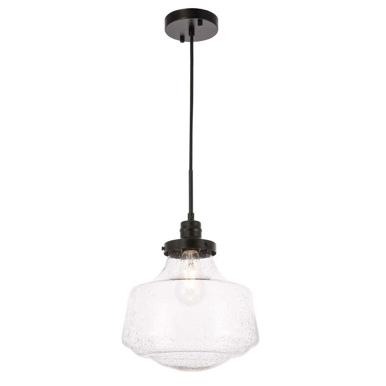 Klyli 11-inch 1-light Clear Seeded Glass Hanging Pendant