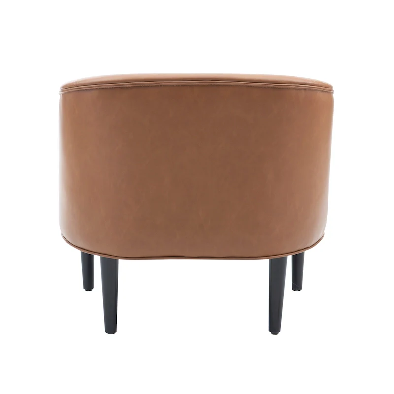 Caramel/Navy Blue Mid-Century Faux Leather Accent Chair, 1-Person