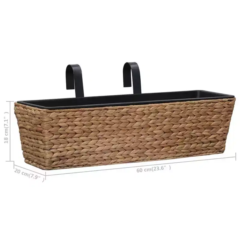 vidaXL Railing Planters Balcony Deck Planters with Inner 2 pcs Water Hyacinth