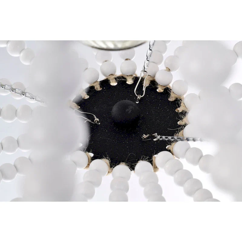 Roly 16 Inch White Beads Bohemian Pendant Chandelier 1-Light