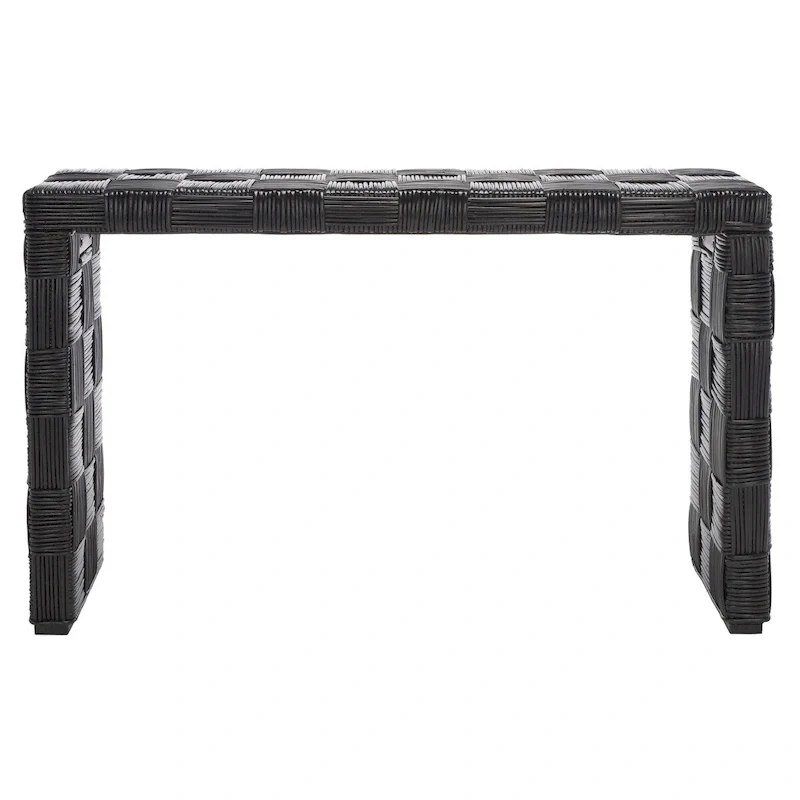 Black / White / Honey Natural Rattan Woven Crosshatch Console Table - Single Use