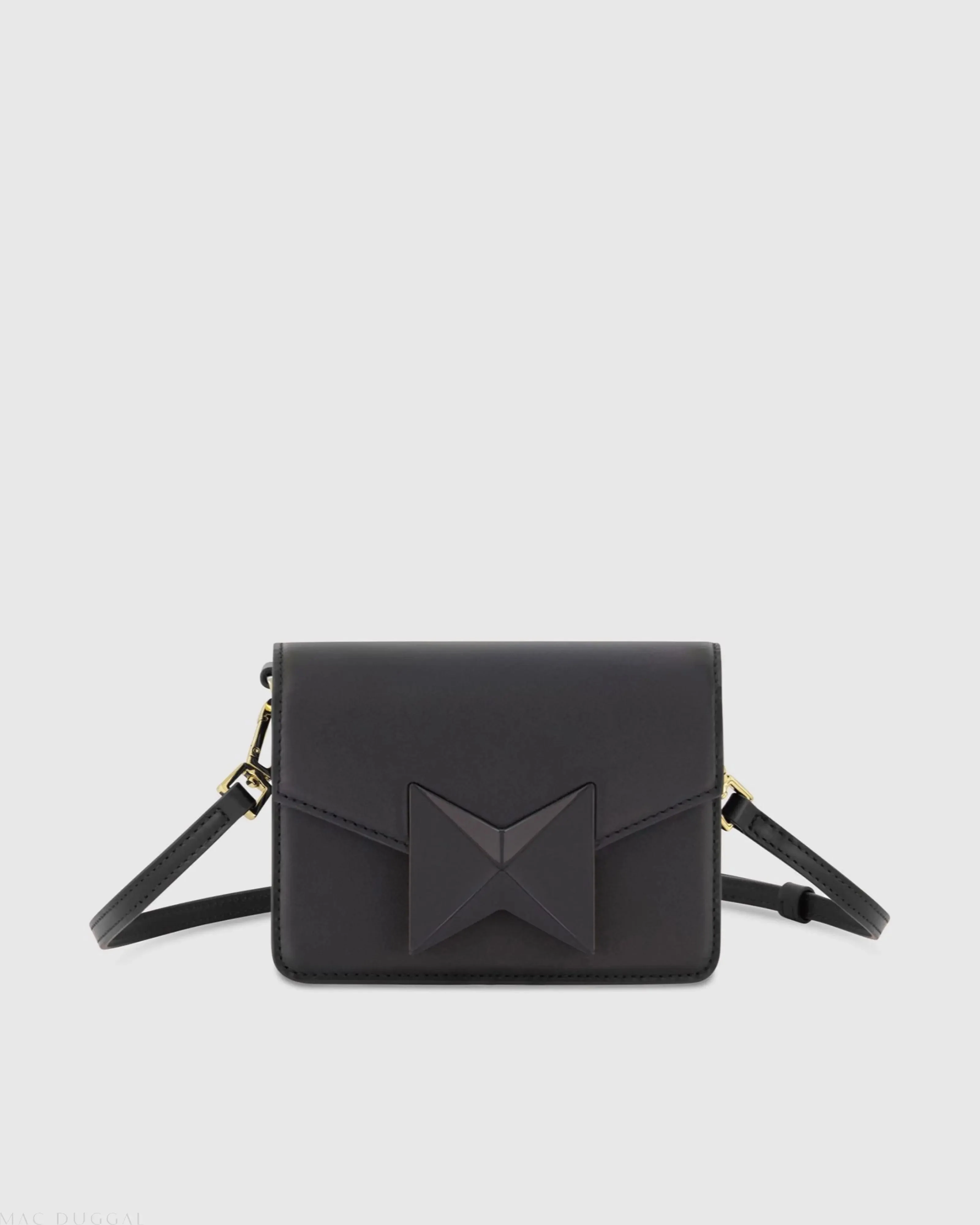 Black Mini Leather Tone On Tone Crossbody Bag - FINAL SALE