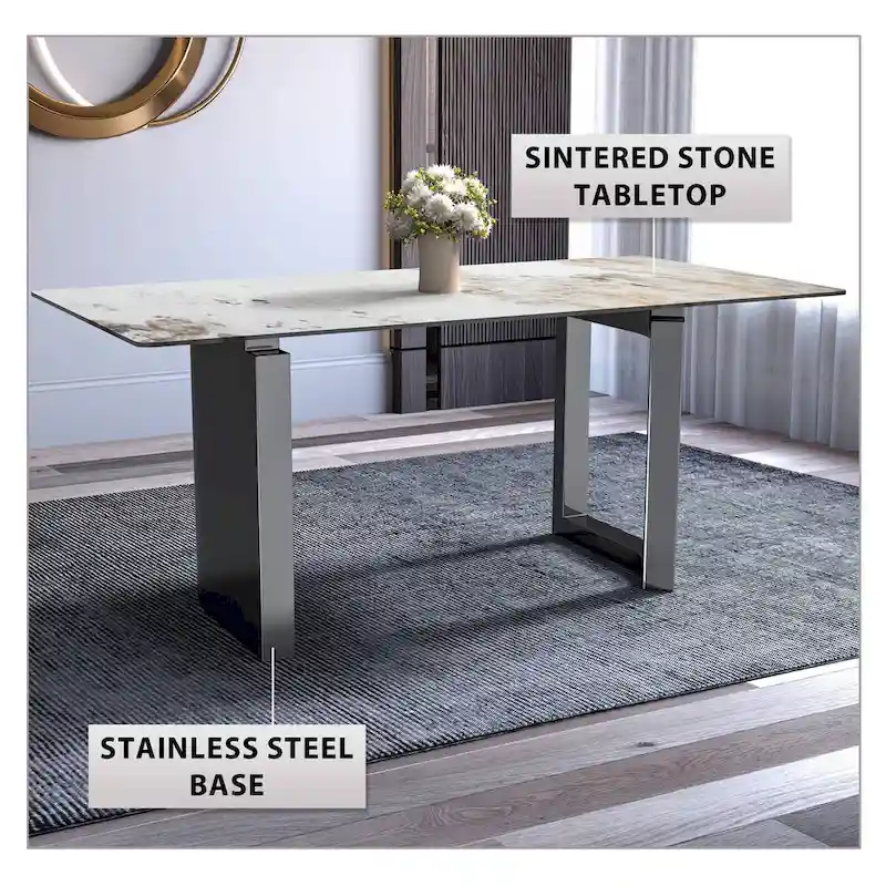 Astra Series Dining Table with Sintered Stone/Glass Top