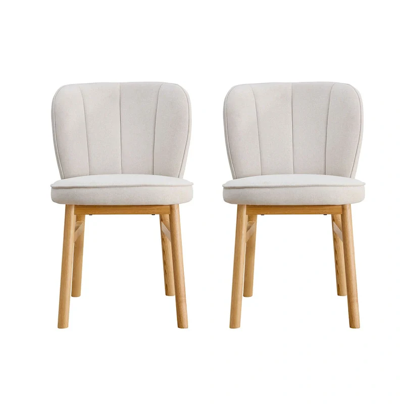 Wooden Frame Upholstered Shell Dining Chairs set of 2