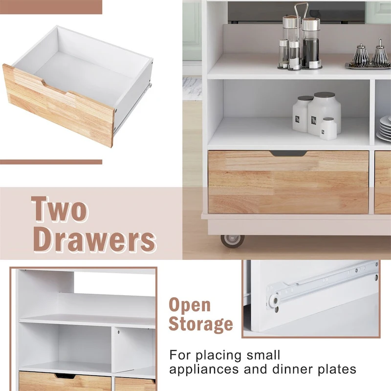 Two-sided Kitchen island Cart on Wheels by