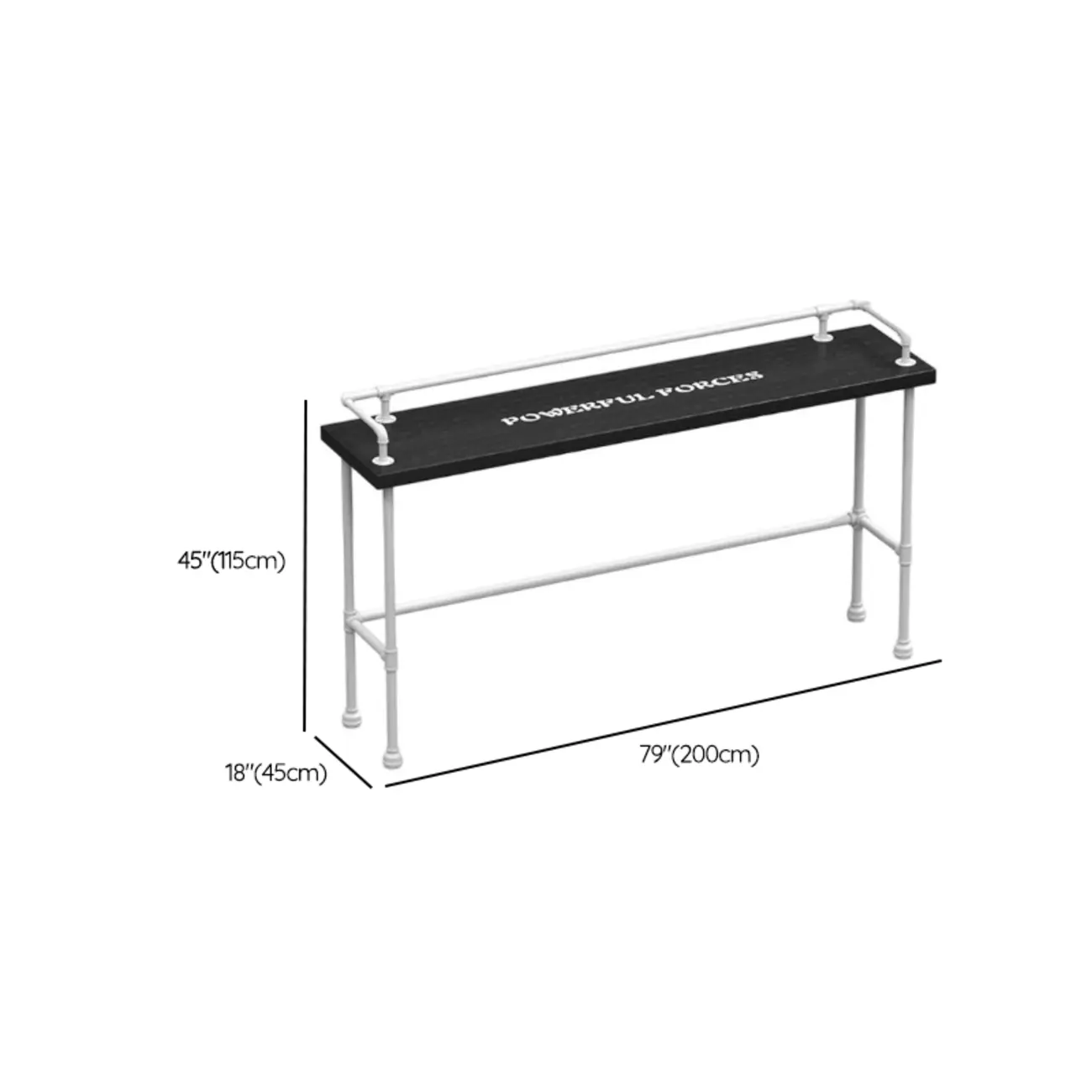 Rectangular Black Wood White Metal Four-Legged Bar Table Seat of 4