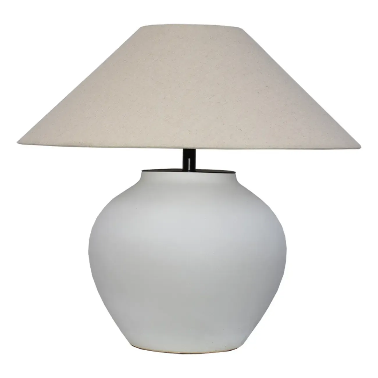 Simple Modern Ceramic Yellow LED Table Lamp in Fabric Shade