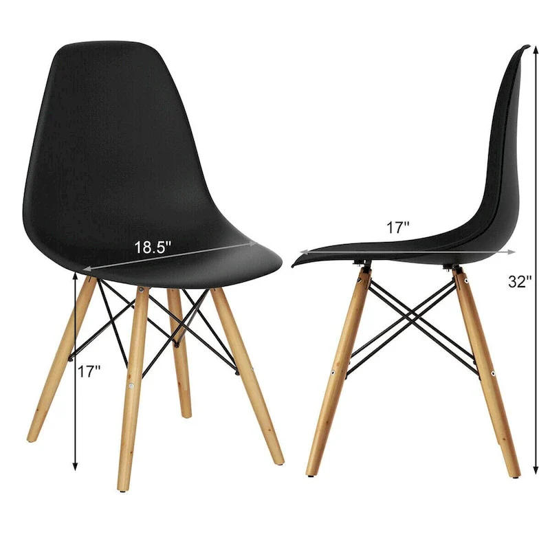Set of 2 Modern Dining Side Chairs with Wood Legs