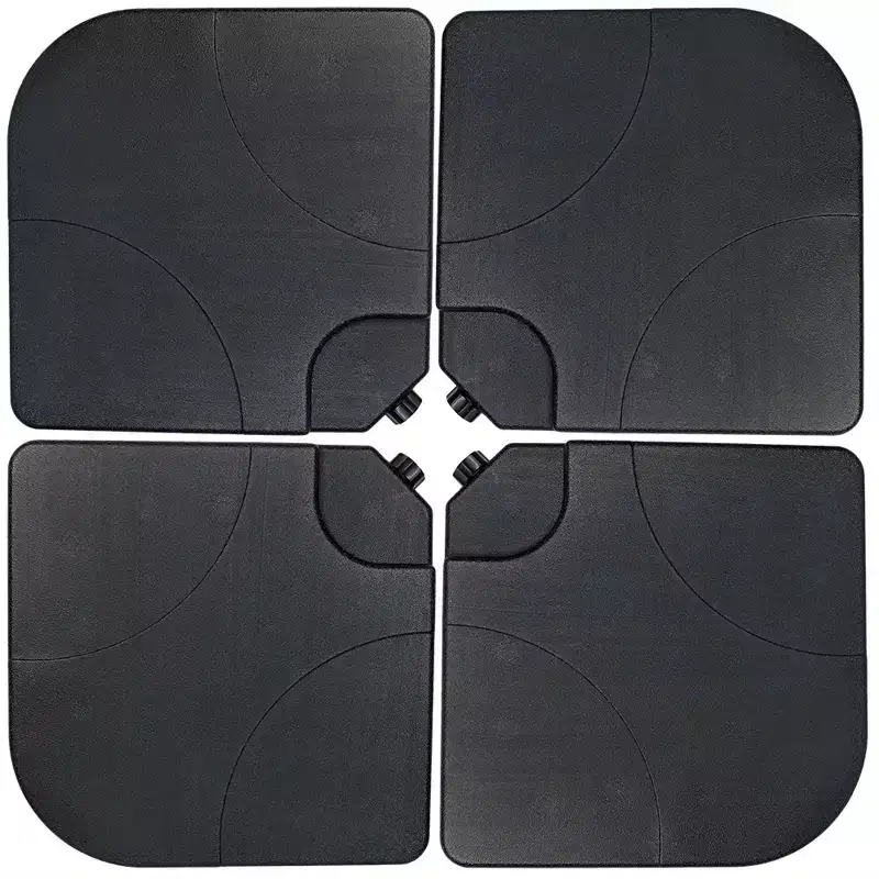 Sunnydaze Outdoor Heavy-Duty Fillable Cantilever Offset Cross Style Patio Umbrella Base Weight Plates - Black - 4pk