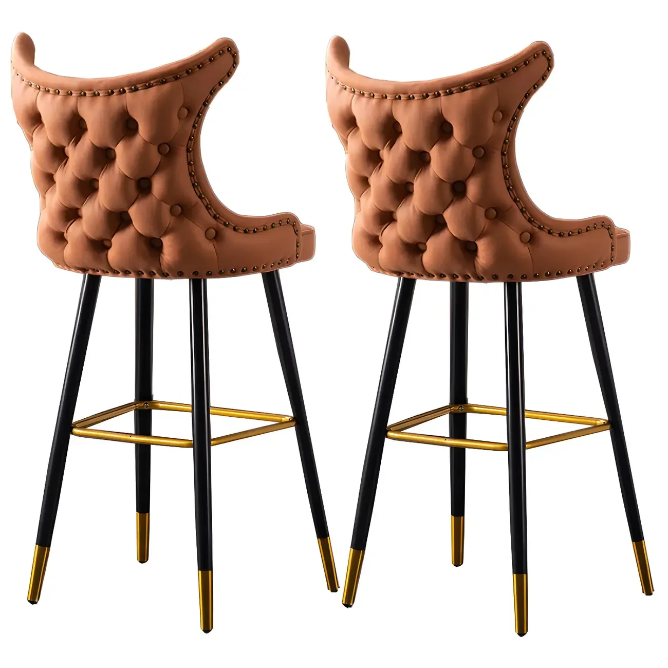 Velvet Upholstered Wingback Counter Height Bar Stools