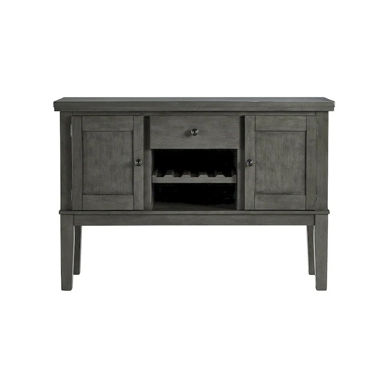 Grey 2-Door Dining Server with Wine Rack & Drawer – 56W x 18D x 39H