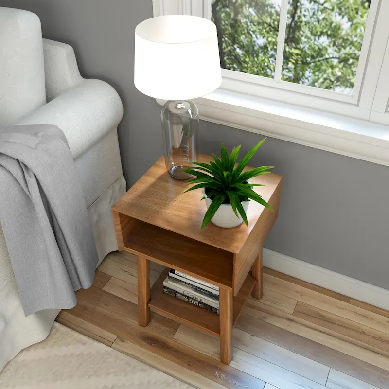 Plank and Beam Mid-Century Modern Cubby Nightstand