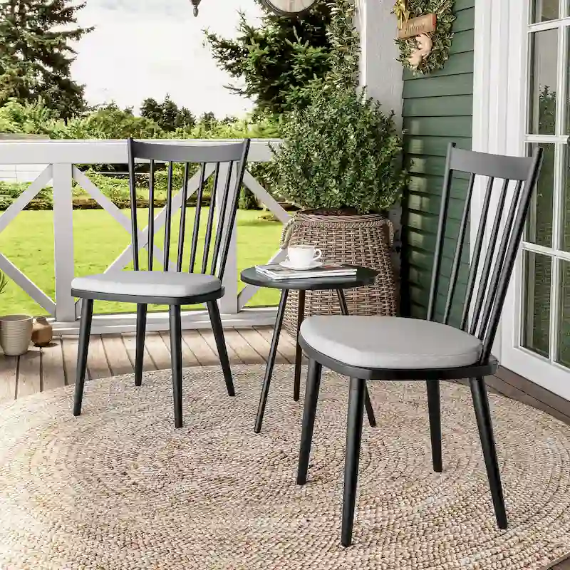 Dining Chairs Aluminum Armless with Cushion Outdoor Patio Kitchen Dining Room - See Picture