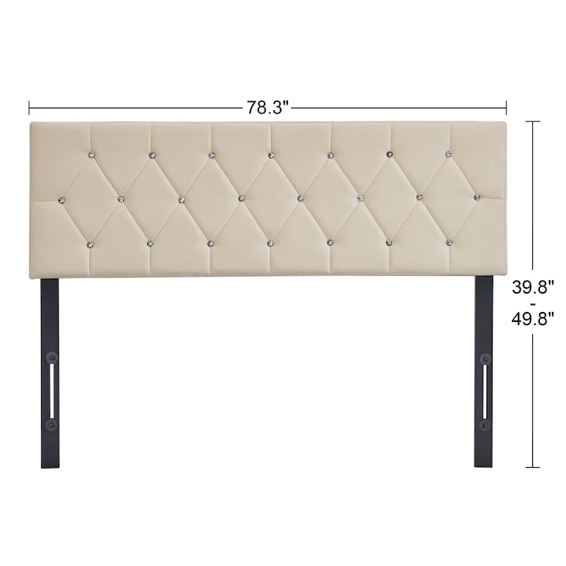 Diamond Tufted Adjustable Upholstered Headboard Queen King