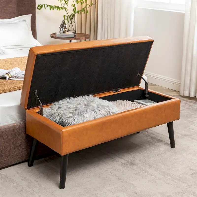 Storage Bench for Bedroom End & Bed Foot — Upholstered Seat with Hidden Storage
