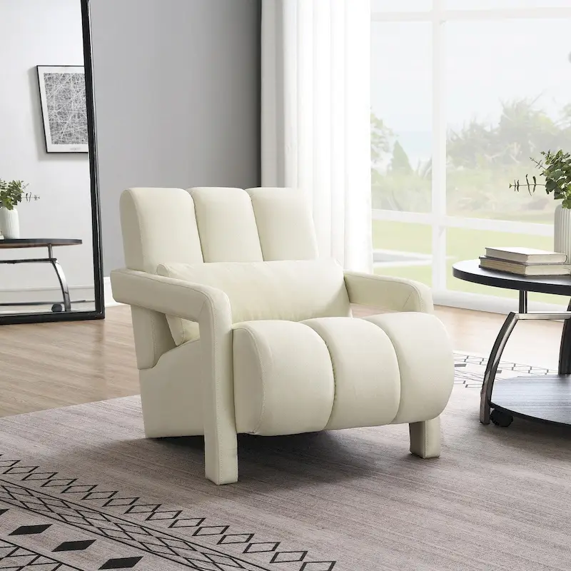 Modern Upholstered accent chair, Comfortable Linen Fabric with a pillow for Living room,bedroo,mLinen