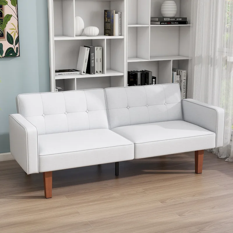 68 in. Twin Size Convertible Sofa Bed Couch w/ Tufted Adjustable Backrest, 5 Colors Optional - 22.44D x 68.11W x 28.74H