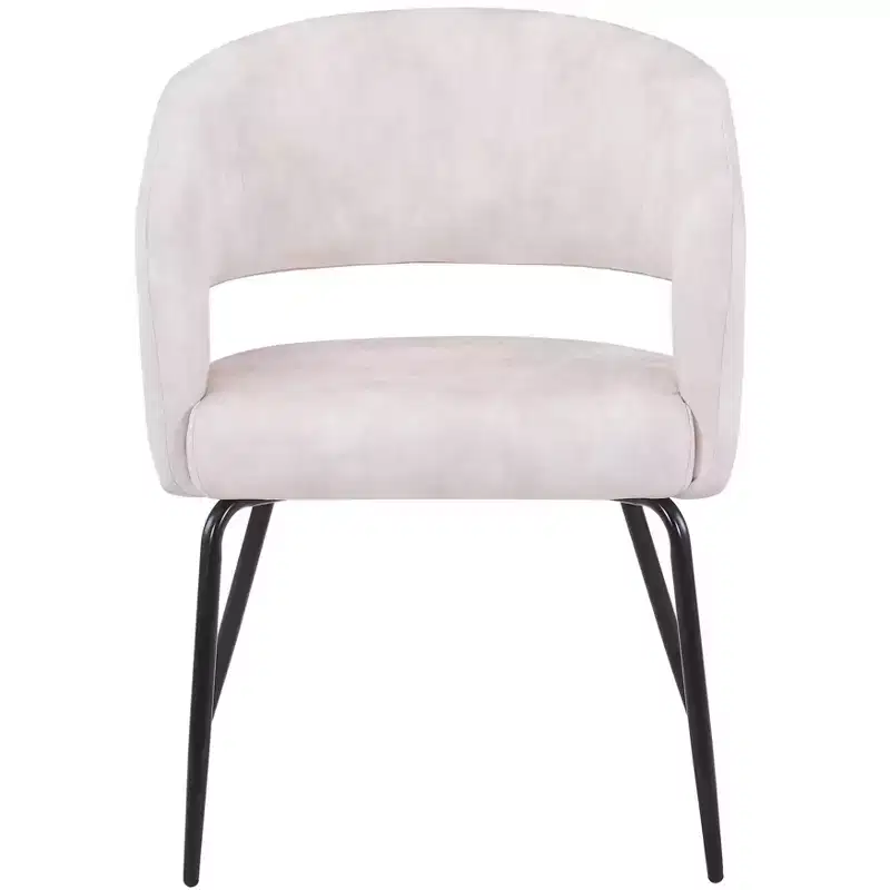 LeisureMod Dining Chair Upholstered in Velvet/Leather with Open Curved Backrest and Powder-Coated Iron Legs Gavin Collection Set of 2
