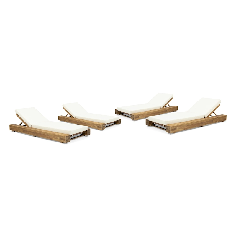 Broadway Outdoor Acacia Wood Chaise Lounge and Cushion Sets (Set of 4) by Christopher Knight Home