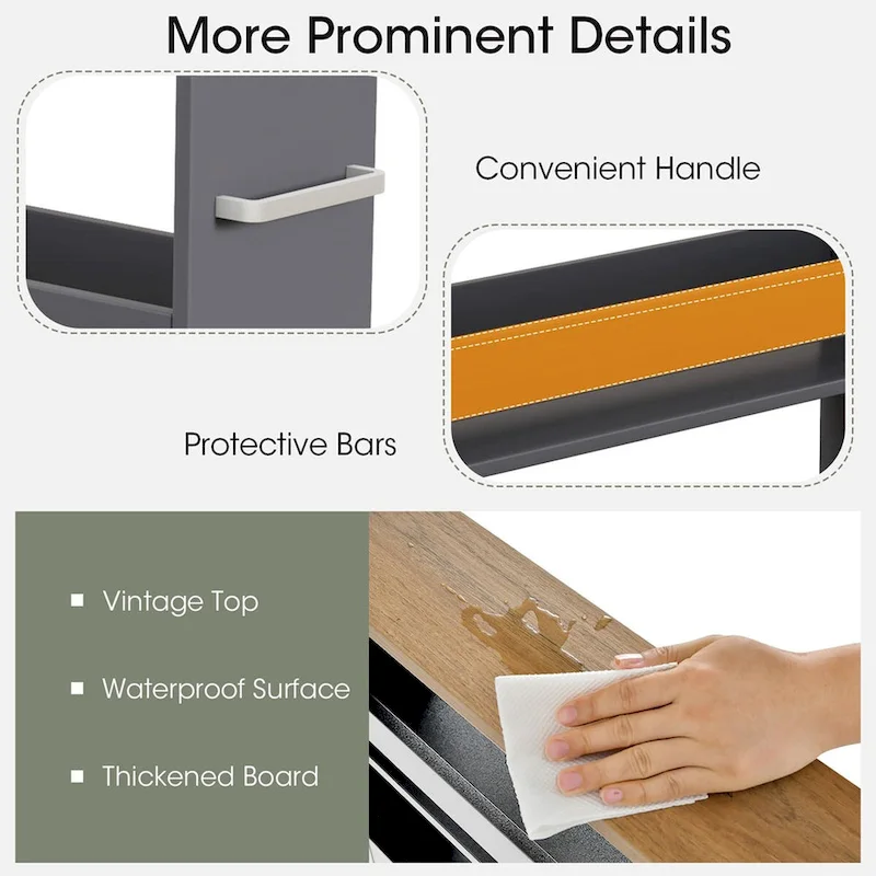 Rolling Kitchen Slim Storage Cart Mobile Shelving Organizer w/ Handle